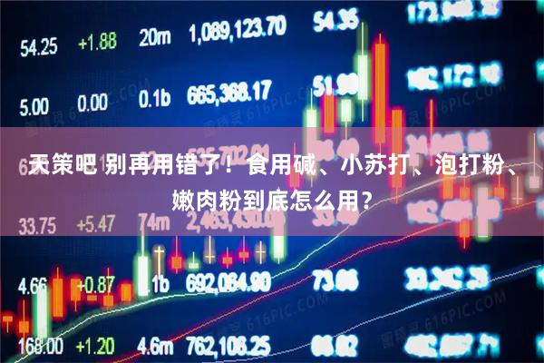 天策吧 别再用错了！食用碱、小苏打、泡打粉、嫩肉粉到底怎么用？