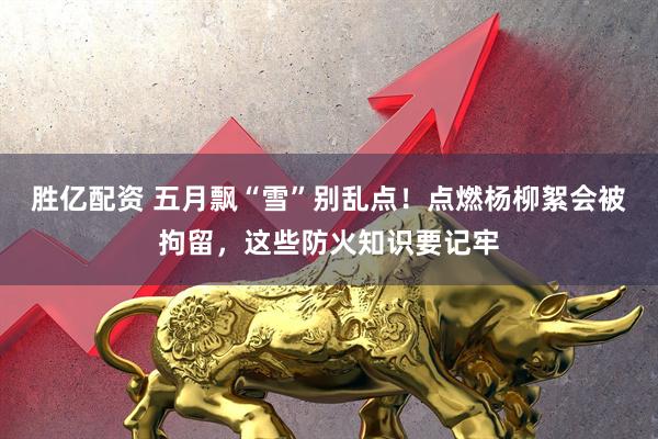 胜亿配资 五月飘“雪”别乱点!点燃杨柳絮会被拘留,这些防火知识要记牢